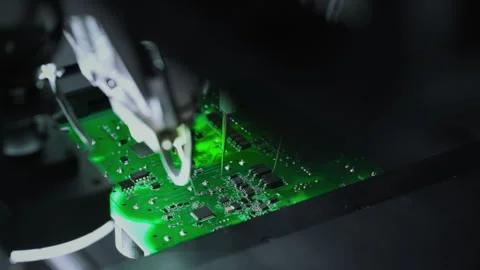 Components on circuit board. Graphics processing unit, GPU processor. Artificial Stock Footage 319214076