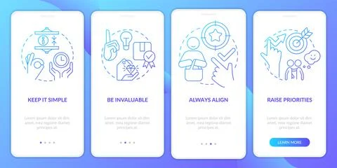 Components of communication blue gradient onboarding mobile app screen 库存插图