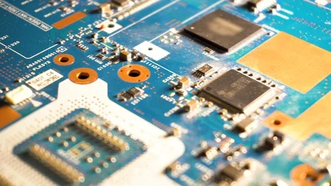 The components of the computer motherboard. Dolly shot Stock Footage 99397905