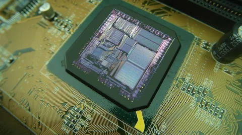 The components of the computer motherboard Video stock 49650174