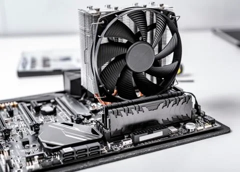 Components of the computer at the time of assembly of the PC. Stock Photos