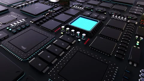 Components of computing power on a chip. futuristic animation . next-generati Stock-Footage 207001540