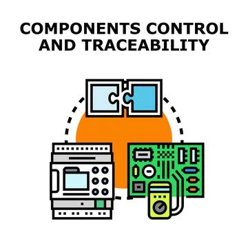 Components control and traceability concept with electronic parts 库存插图