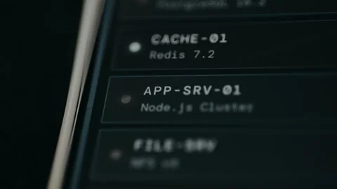 Components of a distributed system, dashboard interface for a server Vídeo Stock 332467970