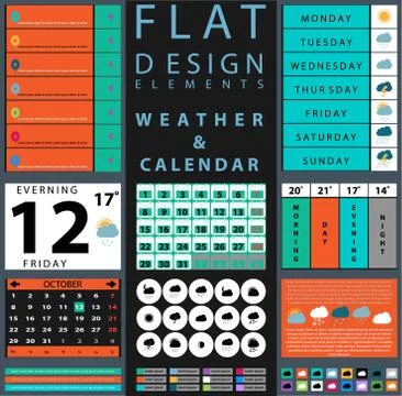 Components featuring design weather and calendar Stock Illustration
