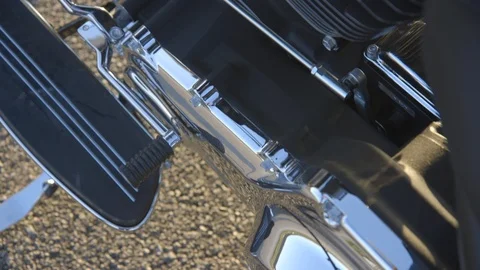 Components of Harley-Davidson motorbike Stock Footage 89979260
