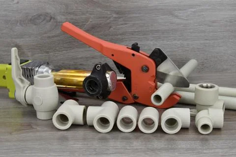 Components making water pipes. Stock Photos