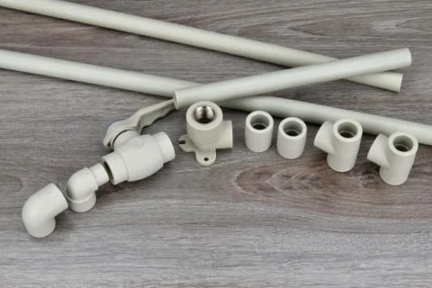 Components making water pipes. Stock Photos