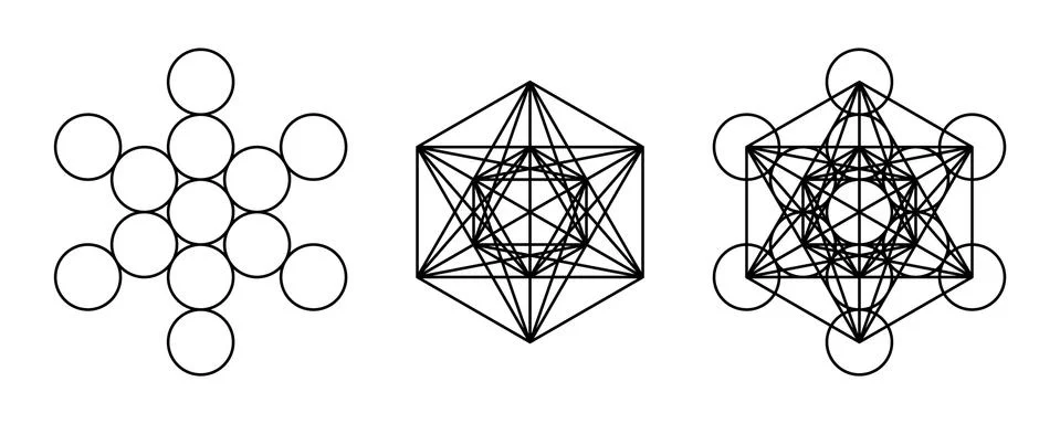 Components of Metatrons Cube, symbol derived from Flower of Life Stock Illustration