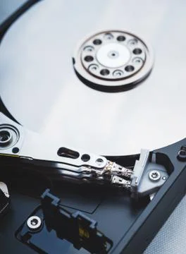 Components for PC. Open hard disk storage. Stock Photos
