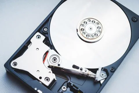 Components for PC. Open hard disk storage. Stock Photos