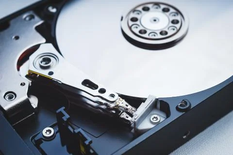 Components for PC. Open hard disk storage. Stock Photos