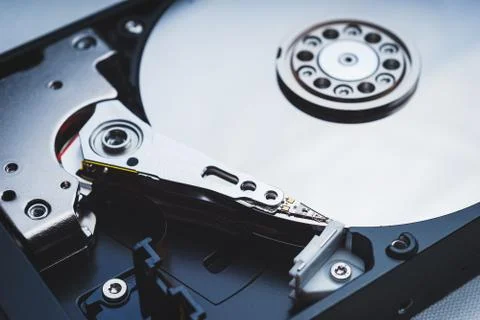 Components for PC. Open hard disk storage. Stock Photos