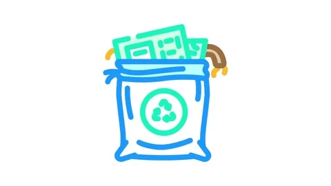 Components plastic bags e waste pollution color icon animation Stock Footage 327256504