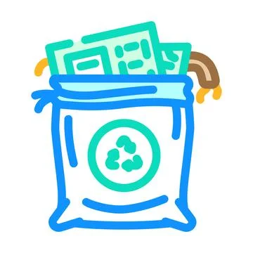 Components plastic bags e waste pollution color icon vector illustration Stock Illustration