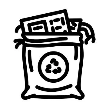 Components plastic bags e waste pollution line icon vector illustration Stock Illustration