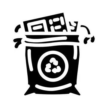 Components plastic bags e waste pollution glyph icon vector illustration Stock-Illustration
