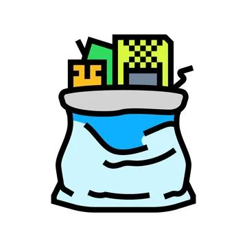 Components plastic bags e waste pollution color icon vector illustration Stock Illustration