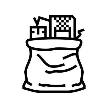 Components plastic bags e waste pollution line icon vector illustration Stock Illustration