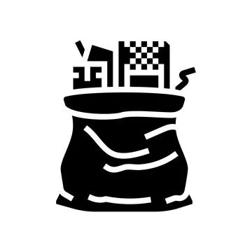 Components plastic bags e waste pollution glyph icon vector illustration Stock Illustration