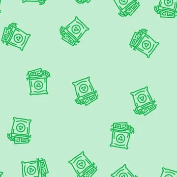 Components plastic bags e waste pollution line vector seamless pattern Stock Illustration