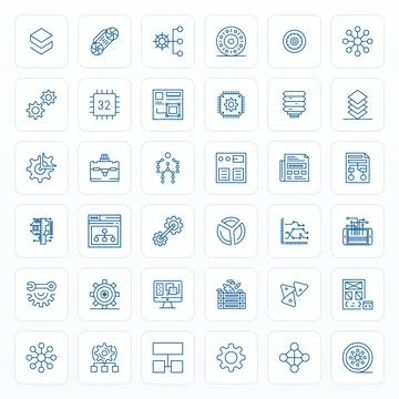 Components Scalable Vector Set featuring 36 Display Perfect Bold Line 256x2.. Stock Illustration