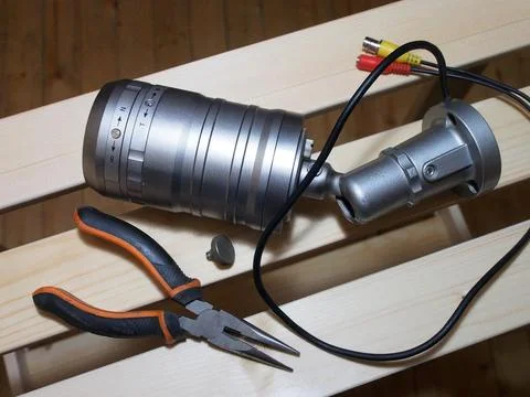 Components of security systems, close-up. Stock Photos