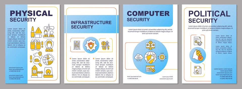 Components of state security blue brochure template 库存插图