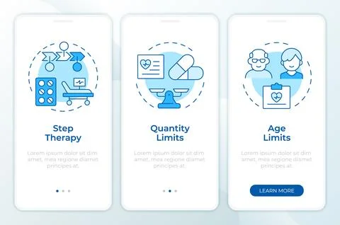 Components of UM blue onboarding mobile app screen 库存插图