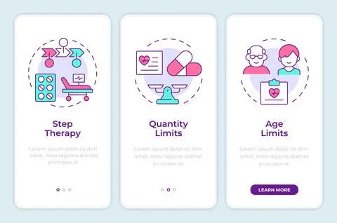 Components of UM onboarding mobile app screen Stockillustratie
