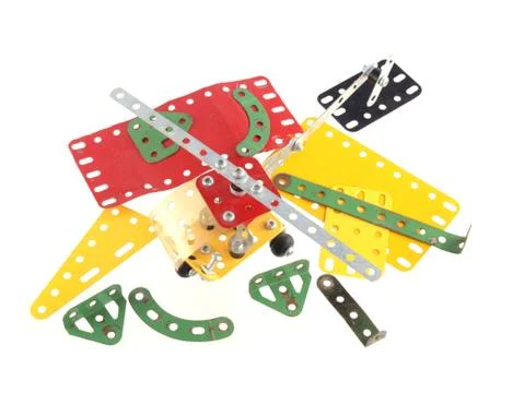 Components used to construct model toys. Stock Photos
