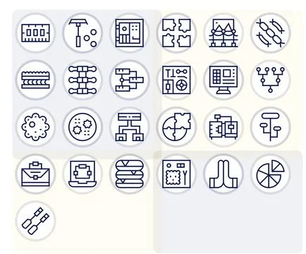 Components Vector Graphics featuring 25 Regular Line Detail Enhanced 128x12.. Stock Illustration