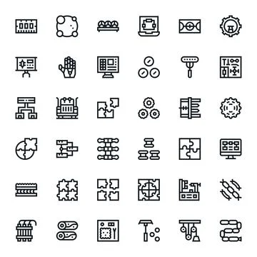 Components Vector Graphics Pack including 36 Bold Line 64x64 PIXEL Perfect .. Stockillustratie
