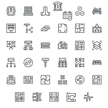 Components Vector Icon Repository containing 35 Regular Line High Resolutio.. Stockillustratie