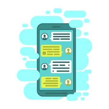 Compose dialogues using samples bubbles. Smart Phone chatting sms template bu Stock Illustration