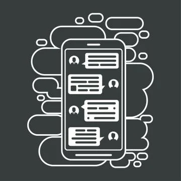 Compose dialogues using samples bubbles. Smart Phone chatting sms template bu Stock Illustration