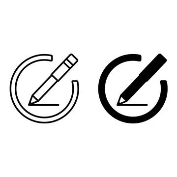 Compose Icons. Line and Glyph Vector Icons. Pen Writing. Drawing or Text Cr.. Stock Illustration