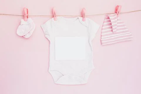 Composed childish clothes string. High quality photo Stock Photos