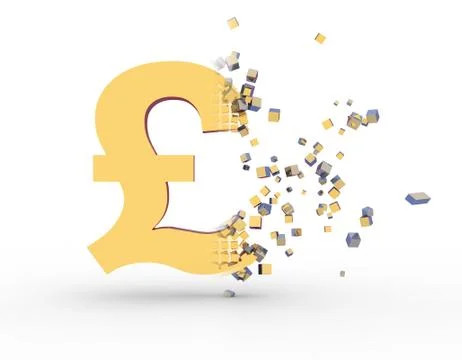 Composed of cubes, pound symbol, e-finance Stock Illustration