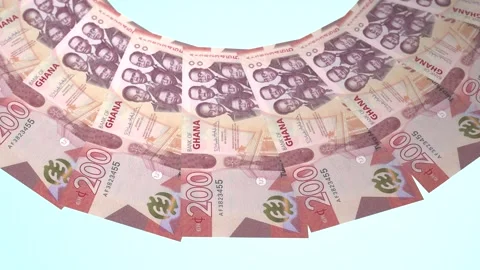Composed Looping Design 200 Cedi Curency of Ghana Stock Footage 304965638