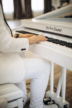 Composer playing the piano at the wedding Stock Photos