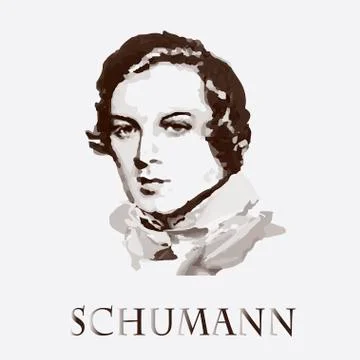 Composer Robert Schumann. vector portrait Stock Illustration