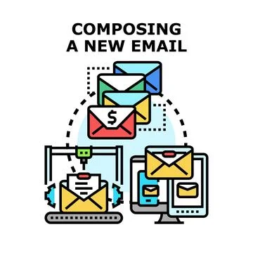 Composing and sending new email messages online Stock Illustration