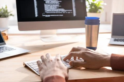 Composing computer code Foto stock