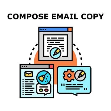 Composing email copy for digital marketing communication イラスト素材