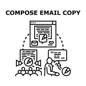 Composing email copy for digital marketing communication イラスト素材