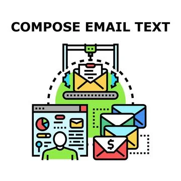 Composing email text for digital outreach campaign Stock Illustration