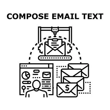 Composing email text for digital outreach campaign Stock Illustration