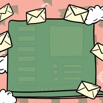 Composing Letter Idea, Listing Text Documents, Presenting Writing Tools, Selling Stock Illustration