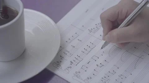 Composing music / Music sheets Stock Footage 55342916